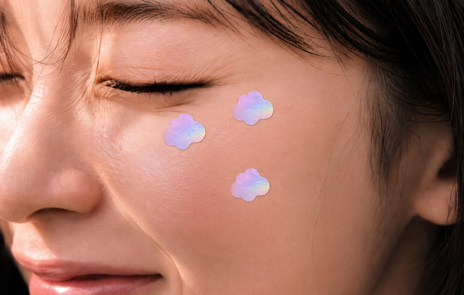AI-generated model wearing cloud pimple patches