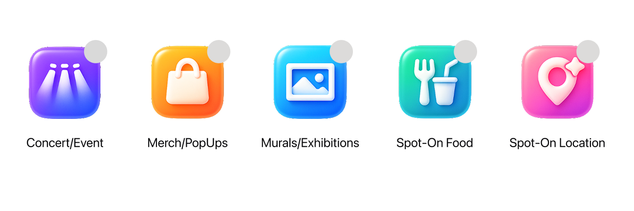 Six fandom lenses with icons