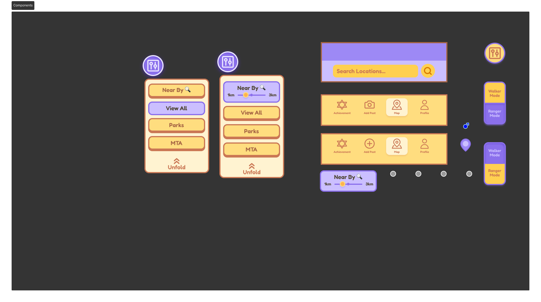 Squeak design system — components, color palette, UI elements