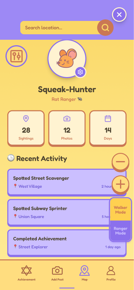 Squeak rat app screen 1