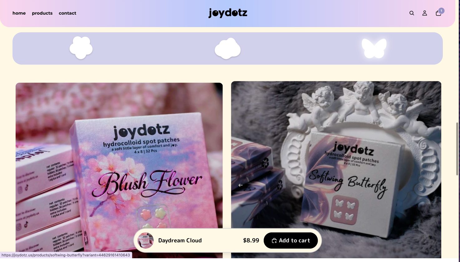 Cross-sell after — full product photography with sticky add-to-cart bar
