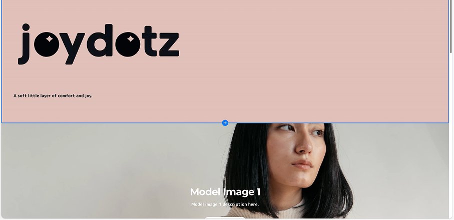 Joydotz homepage before — default Shopify theme, salmon background
