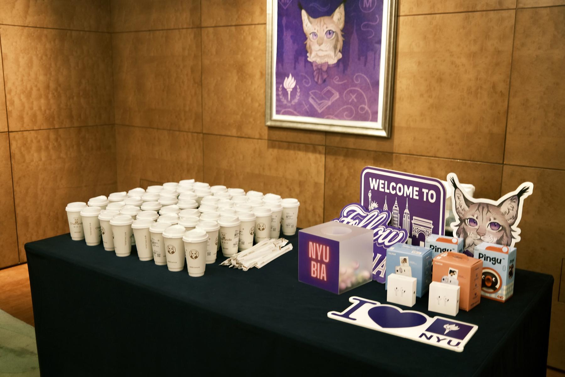 Welcome table with merch