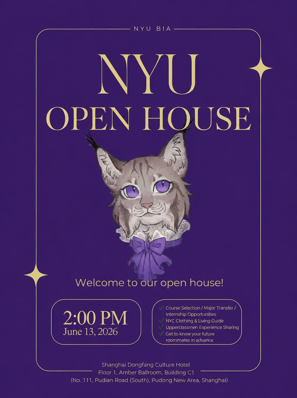 NYU BIA Open House poster